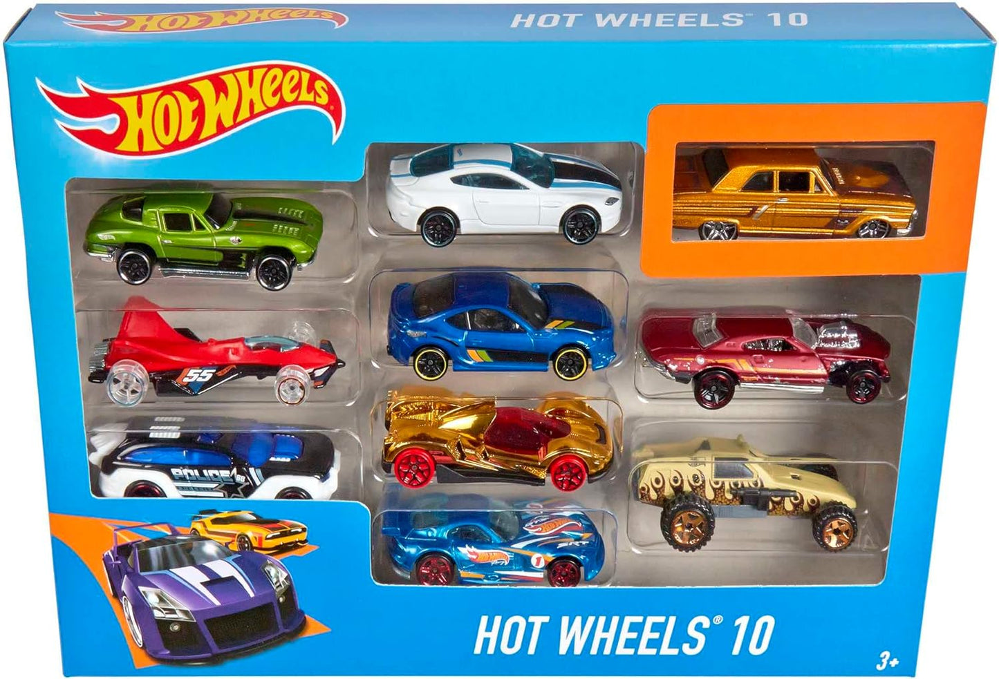 Hot Wheels Conjunto de 10 caminhões e carros de brinquedo em escala 1:64 para crianças e colecionadores, os estilos podem variar, 54886