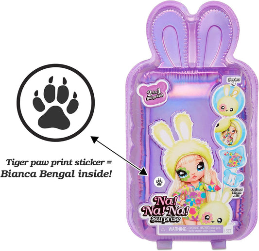 Na Na Na Surprise Boneca fashion e bolsa de pelúcia 2 em 1 - Colecionável - Série 4 - Bianca Bengal
