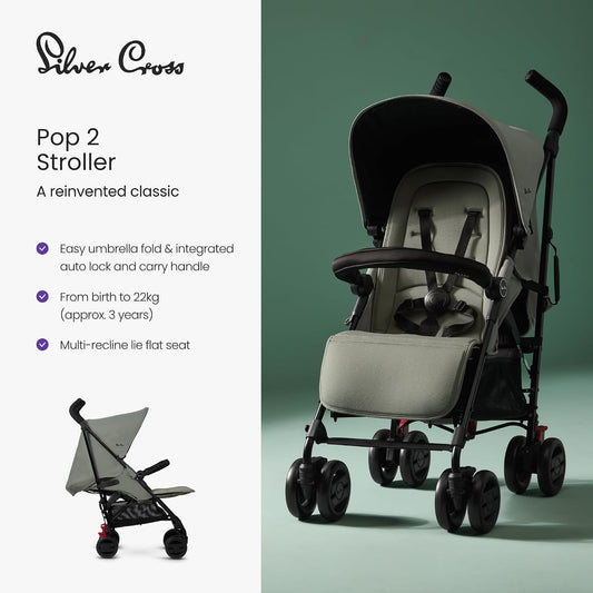 Silver Cross Carrinho Pop 2 – Pronto para tudo, do nascimento aos 22 kg