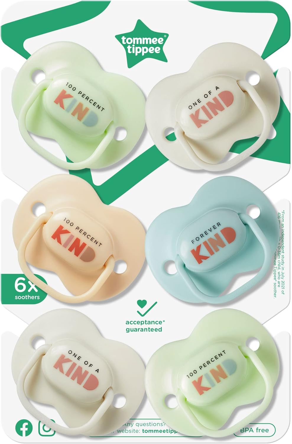 Tommee Tippee Manequins Anytime para recém-nascidos, design ortodôntico simétrico, baglet de silicone sem BPA, 0-6 m, pacote de 6 manequins