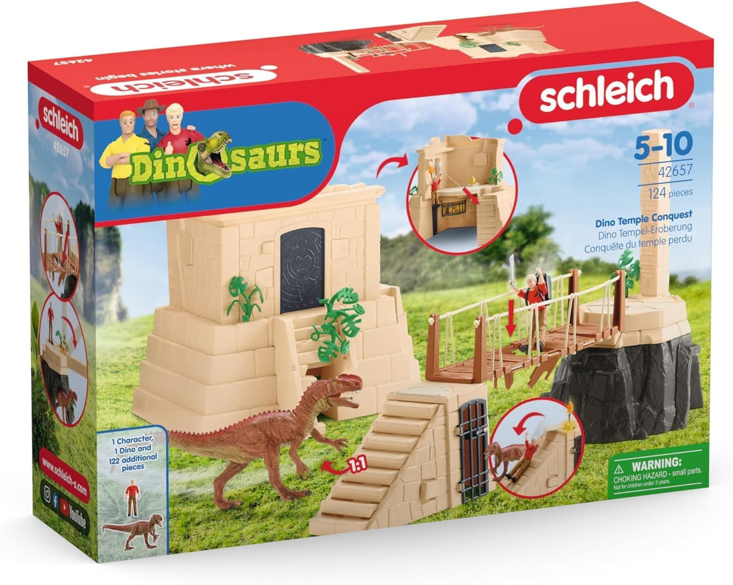 Schleich 42657 Dino Temple Pequeno, 5 anos ou mais, Conjunto de dinossauros, 124 peças
