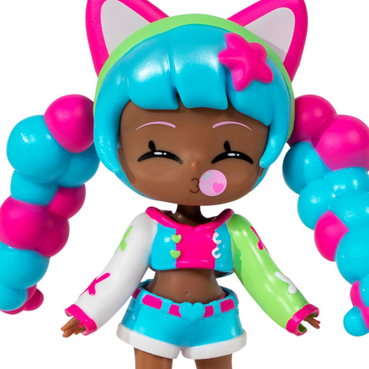 Bonecas Fashion Animakii – Estilo Doce + Chiclete Personalizáveis – Boneca Fashion de 12,7 cm com 32 Looks em Uma – Acessórios, Roupas, Sapatos e Placas Faciais – Brinquedos da Moda para Meninas (APENAS 1 BONECA INCLUÍDA)