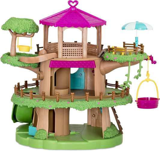 Li'l Woodzeez WZ6707C1Z P Li'l Woodzeez - Juego familiar de 22 piezas con casa en el árbol, manivela y accesorios - Casas en miniatura y juegos para niños de 3 años en adelante