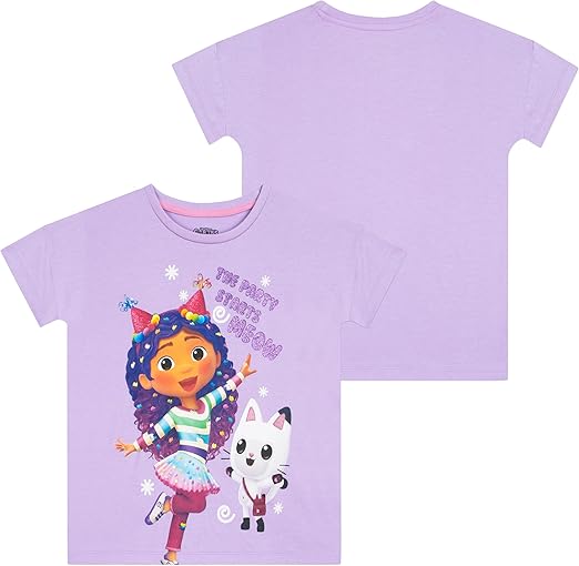 DREAMWORKS GABBY'S DOLLHOUSE Conjunto de camiseta e saia de tule para meninas | Roupa de festa para meninas | Conjunto de verão | Idades de 3 a 10 anos