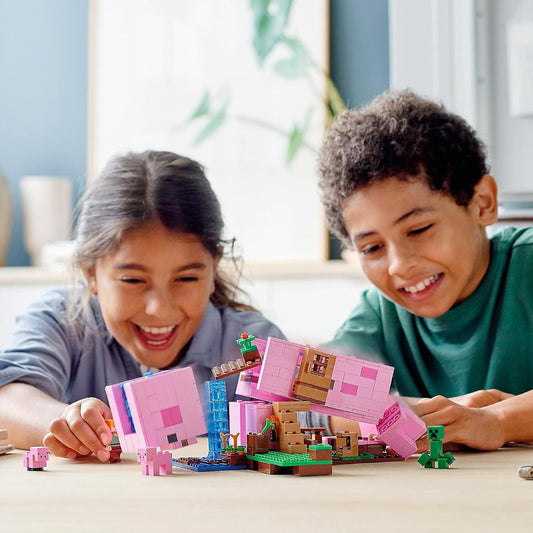 LEGO 21170 Minecraft The Pig House, com Alex, Creeper e 2 figuras de porco, brinquedo de construção de animais, ideia de presente de aniversário para crianças, meninos e meninas com mais de 8 anos de idade