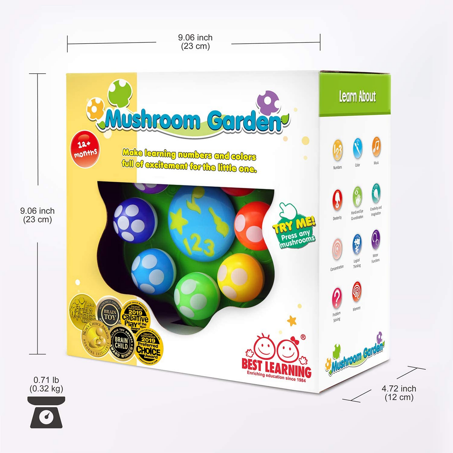 BEST LEARNING Mushroom Garden - Brinquedos educativos interativos iluminados para crianças de 1 a 3 anos - cores, números, jogos e música para crianças