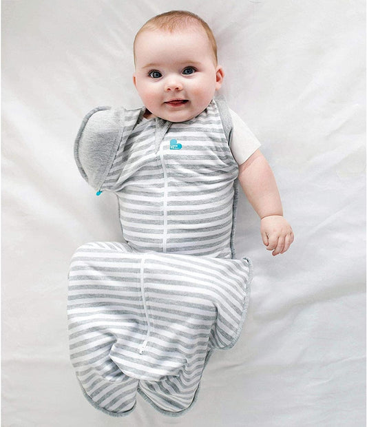 Love To Dream™ Saco de Transição Swaddle UP™, Grande (8,5–11 kg) – Cinza | Ajuste perfeito com abas removíveis | 1.0 Tog | Ideal para primavera e verão (20–24 °C) | Algodão elástico lavável à máquina e zíper duplo