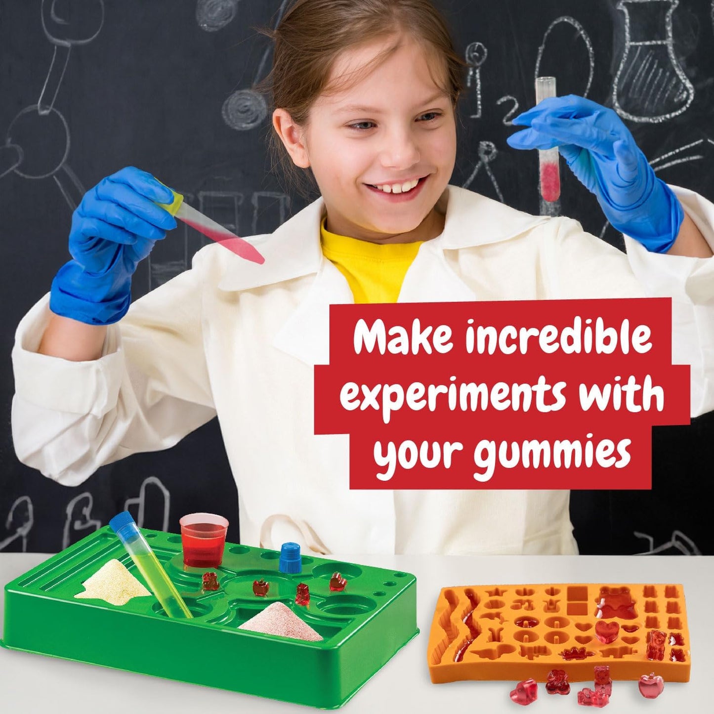 Science4you Gummy Sweets Lab para crianças – Kit para fazer doces para fazer seus próprios doces para crianças e gomas em 19 formatos diferentes, incluindo gomas de urso gigante - caixa de presente de gelatina