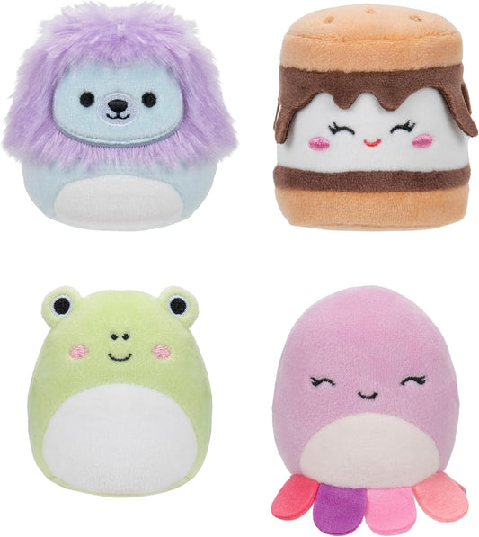 Squishmallows Micromallows Original 4-Pack - Carmelita S'mores, Jeanne Octopus, Luciano Lion, Wendy Frog