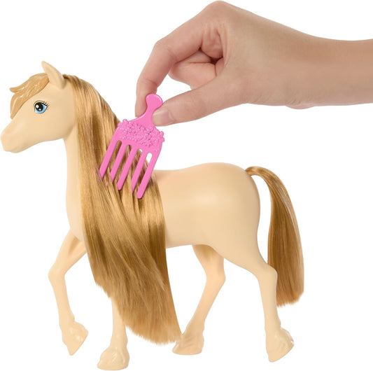 Caballo Barbie y accesorios, Barbie Mysteries: The Great Horse Chase Toys, melena extra larga para cepillar y peinar (los estilos pueden variar), HXJ36