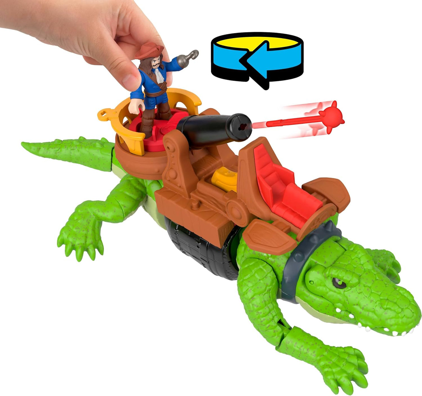 Fisher-Price Imaginext Tubarão Pirata vs Crocodilo: Brinquedo com Ação de Andar e Mordida, 2 Figuras de Ação e 6 Acessórios, JNB04