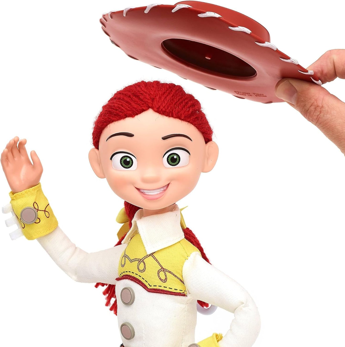 Disney Boneca Jessie Interativa Falante Oficial da Store, Toy Story da Pixar, 36 cm/14", Boneca Cowgirl com Corda para Puxar, Mais de 15 Frases em Inglês, Interage com Outros Personagens, Para Crianças a partir de 3 Anos