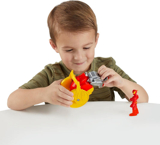 Fisher Price Imaginext DC Super Friends Head Shifters - Figura do Flash e Moto da Força da Velocidade - veículo transformável para brincadeiras de faz de conta