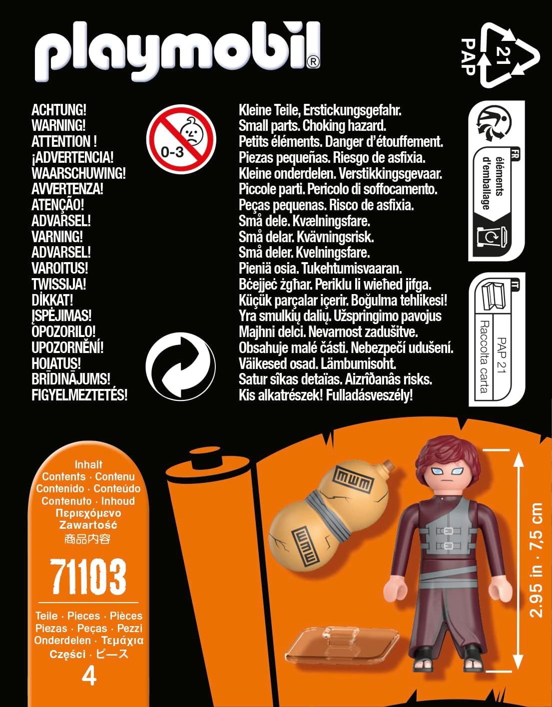 Playmobil 71103 Naruto: Conjunto de figuras Gaara, Figura de colecionador de anime Naruto Shippuden, Playset adequado para crianças e fãs com mais de 5 anos