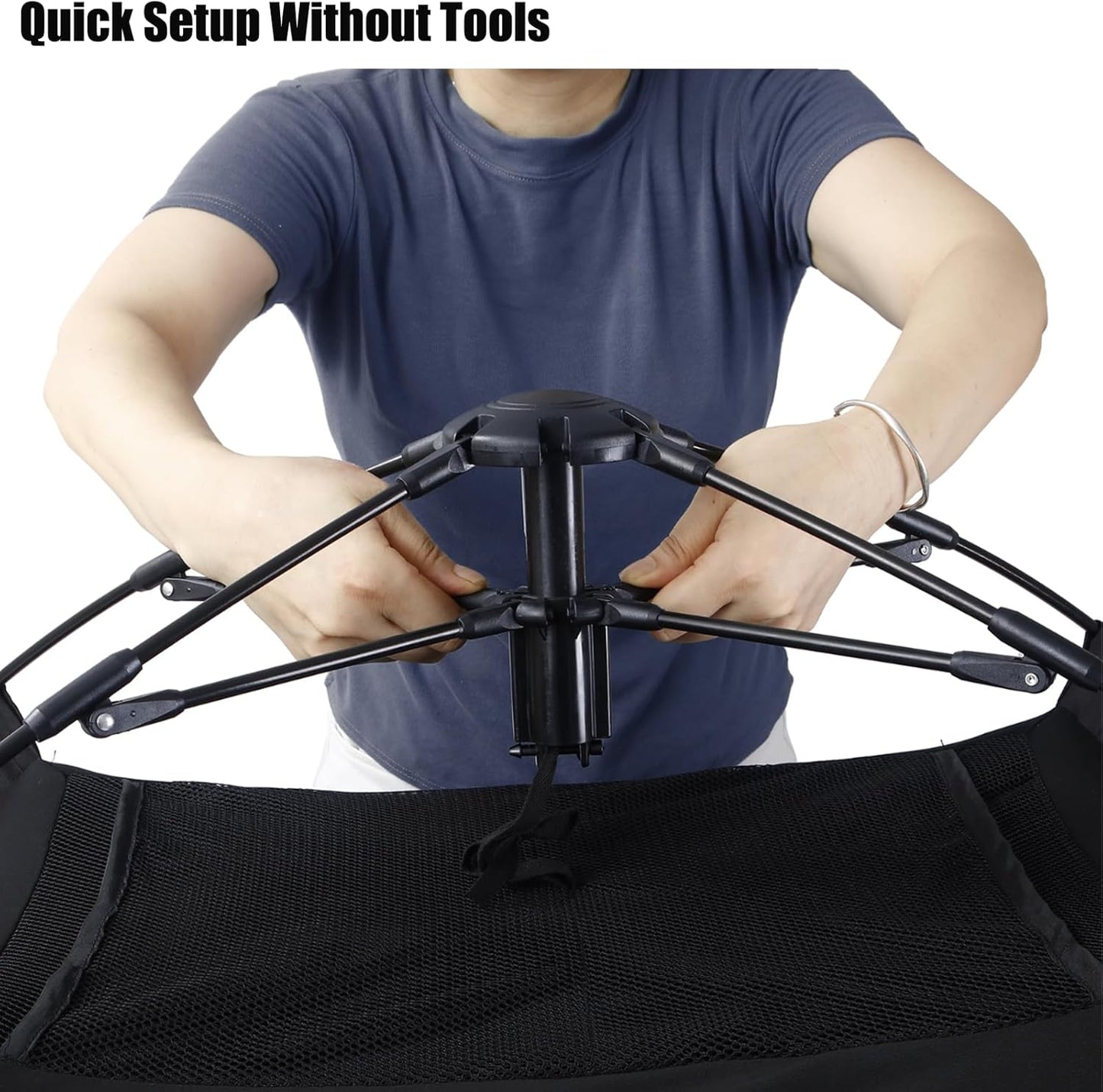 PandaEar Tenda portátil com bloqueio de luz para bebês e crianças pequenas, cobertura de privacidade para berços portáteis, mini berços, ninho de dormir dobrável para viagens e uso interno, bloqueia 95% da luz, preta.