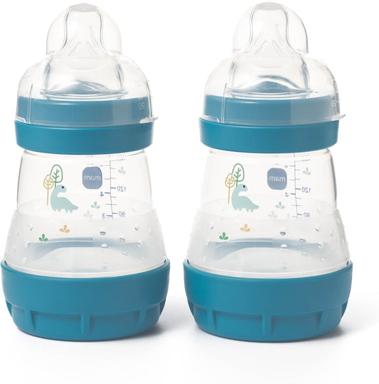 MAM Mamadeiras anticólicas Easy Start | Mamadeira autoesterilizante para leite materno, bicos MAM de fluxo lento, tamanho 1