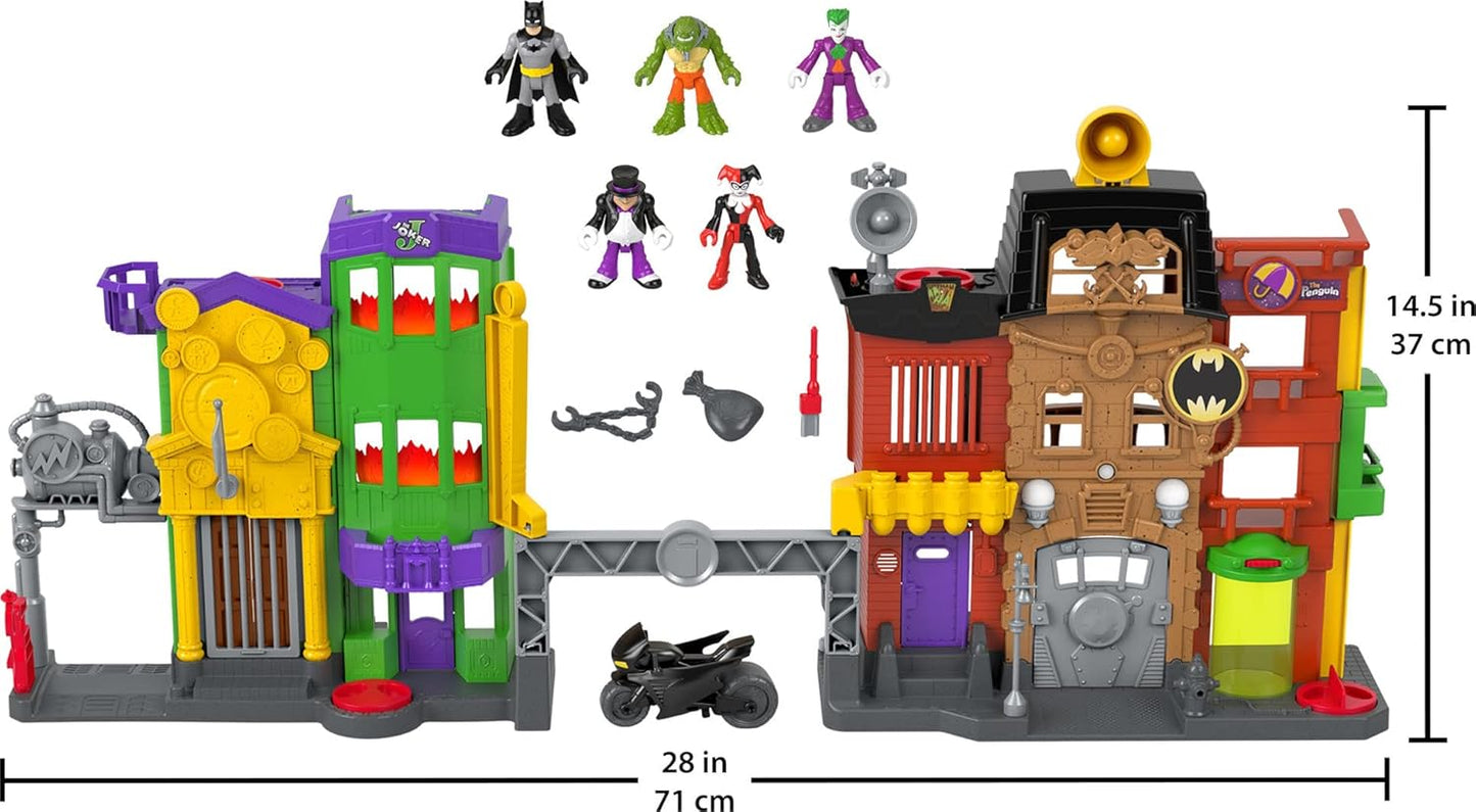 Fisher-Price Brinquedo Imaginext DC Super Friends Batman, Conjunto de Brinquedo Beco do Crime com Figuras e Acessórios para Crianças em Idade Pré-escolar a partir de 3 Anos