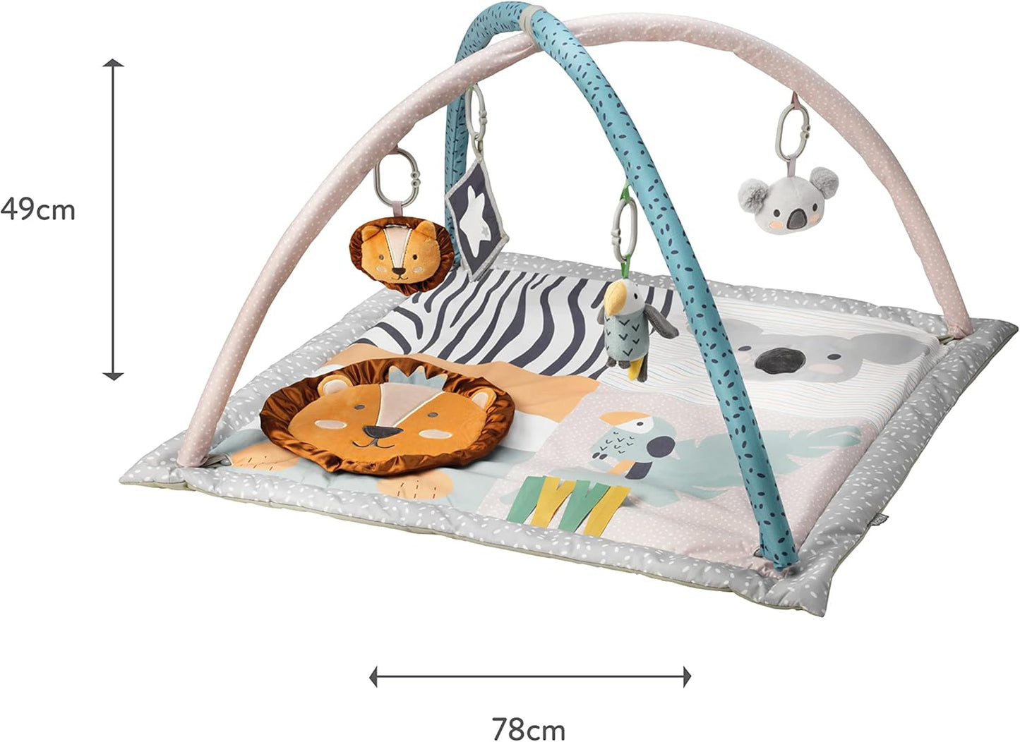 Nuby Animal Adventures Baby Play Mat – Ginásio de atividades de brinquedo com brinquedos sensoriais e base acolchoada para o tempo de barriga para baixo, tamanho único