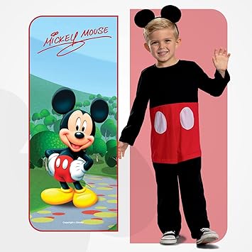 DISGUISE Fantasia clássica oficial oficial do Mickey Mouse da Disney para crianças inclui faixa de cabeça – feita com material super macio – vestido extravagante de Halloween do Natal do Mickey Mouse para crianças e bebês tamanho S