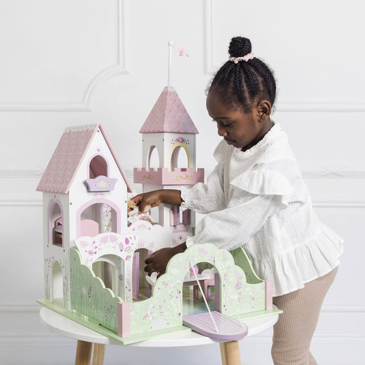 Le Toy Van - Brinquedo de madeira educacional Fairybelle Palácio de madeira Casa de bonecas Fada Princesa Castelo Play Set | Finja brincar de castelo de madeira