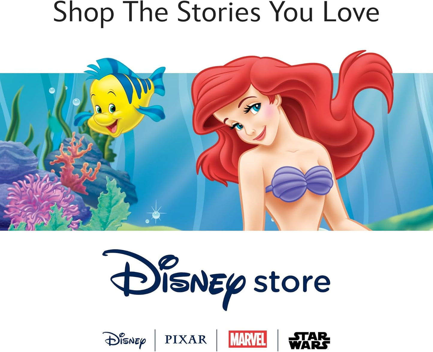 Disney Store Oficial Ariel Classic Boneca para Crianças, A Pequena Sereia, 29cm/11”, Boneca Princesa Disney Totalmente Articulável com Cauda de Sereia, Parte Superior de Concha, Inclui Brinquedo