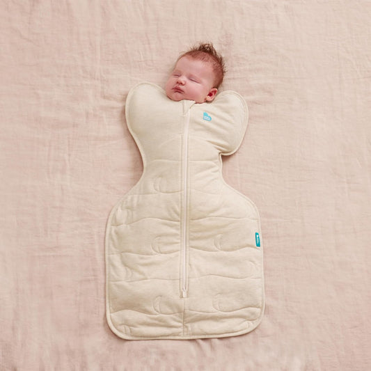 Love To Dream™ Swaddle UP™, Tamanho Pequeno (3,5-6 kg) - Cor Aveia, Ajuste Perfeito, Favorece uma Rotina de Sono Saudável, 3,5 Tog para Temperaturas Frias (14-16°C), Algodão Elástico Acolchoado Lavável à Máquina,