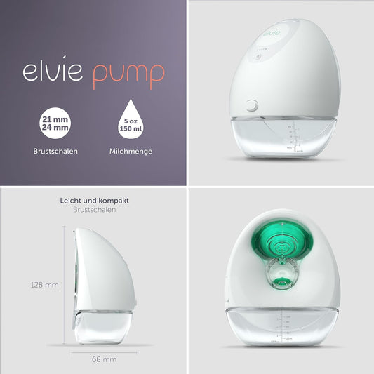 Elvie Bomba | Bomba de mama elétrica dupla vestível (escudos de 21 mm/24 mm) - portátil inteligente com viva-voz e aplicativo A menor bomba inteligente mais silenciosa, 3 unidades, pacote com 2