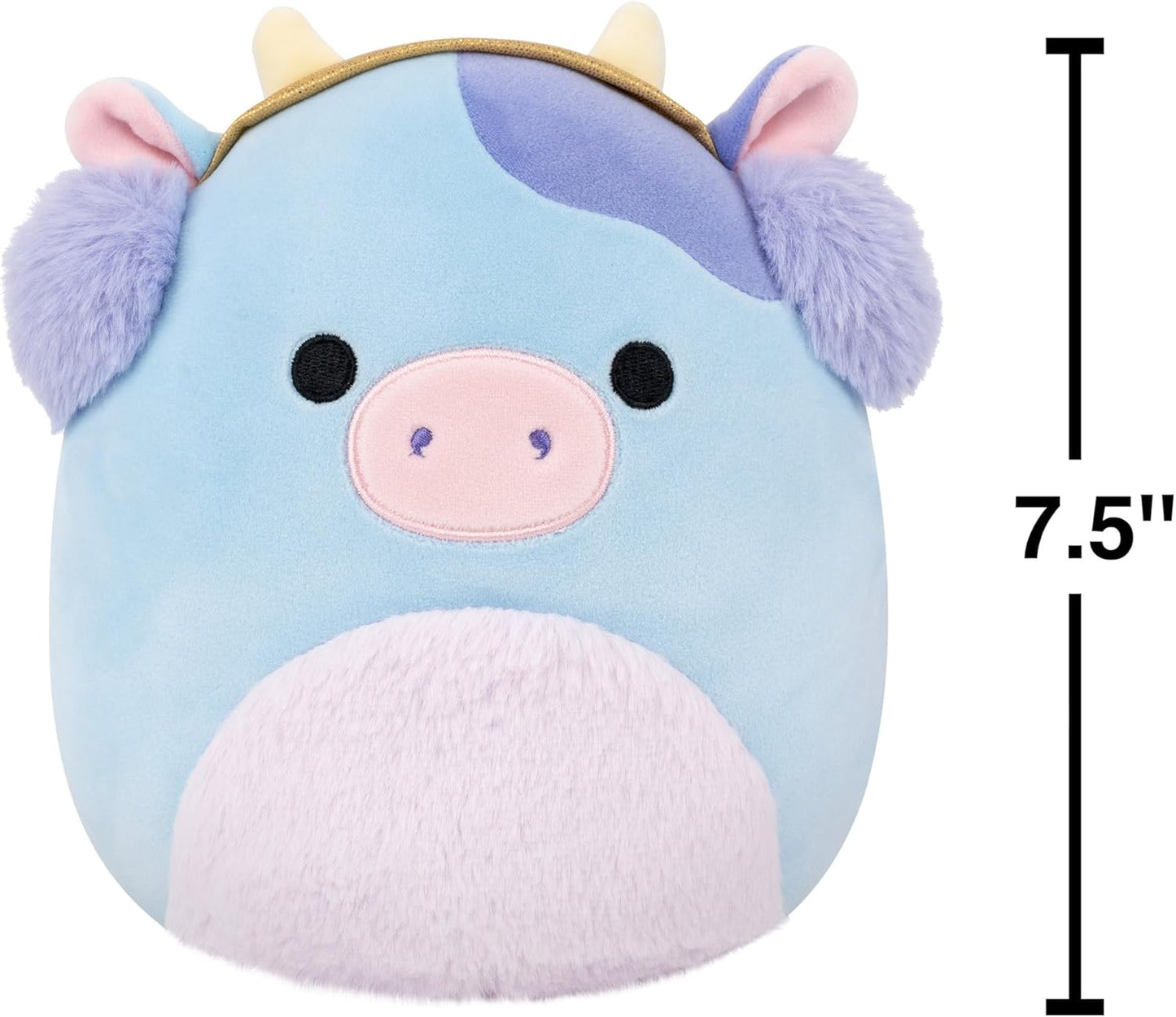 Squishmallows Original Clayton, a Vaca Azul de 19 cm com Protetores de Orelha, Pelúcia de Natal | Brinquedo de Pelúcia Colecionável e Fofo, Brinquedo Macio para Crianças, Ursinhos de Pelúcia Adoráveis