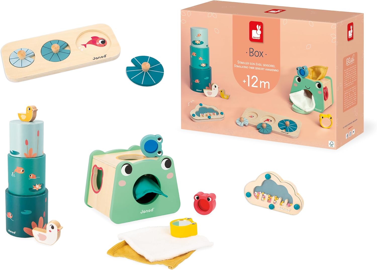 ペピーキッズ　ゲームセット Janod - Caixa de jogos para bebês de 1 ano - Brinquedos e quebra-cabeç