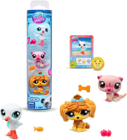 Littlest Pet Shop Série 2 - Trio de Bichinhos de Estimação - Animais do Campo | Cada Trio de Bichinhos de Estimação em Tubo contém 3 Mini Brinquedos LPS, 1 Acessório, 1 Cartão Colecionável e 1 Código Virtual | Brinquedos Colecionáveis