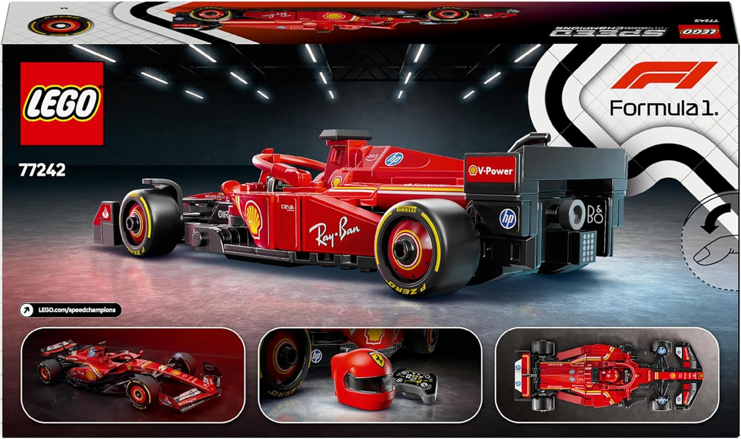 LEGO Speed Champions Ferrari SF-24 F1 Race Car Toy com uma minifigura colecionável de piloto de Fórmula 1 - Kits de modelos para meninos e meninas de 10 anos ou fãs adultos de automobilismo 77242