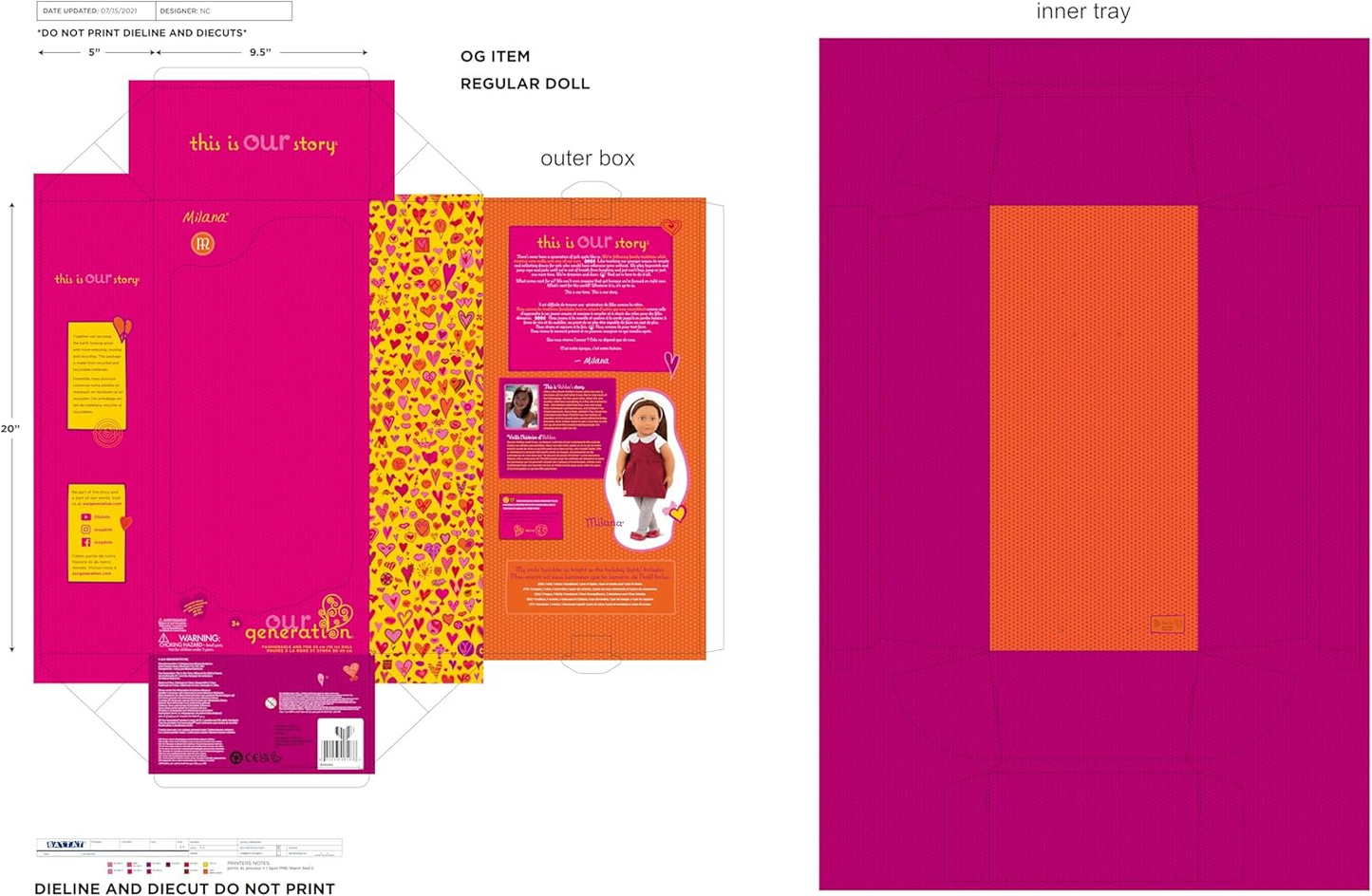 A Nossa Geração - Boneca de 46 cm - Milana - Cabelo castanho comprido e olhos azuis - Roupa de festa - Vestido vermelho com gola brilhante - Brinquedos para crianças a partir dos 3 anos