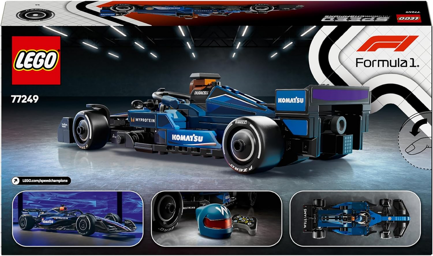LEGO Speed Champions Williams Racing FW46 F1 Race Car Toy com uma minifigura colecionável de piloto de Fórmula 1 - Kits de modelos para meninos e meninas de 10 anos ou fãs adultos de automobilismo 77249