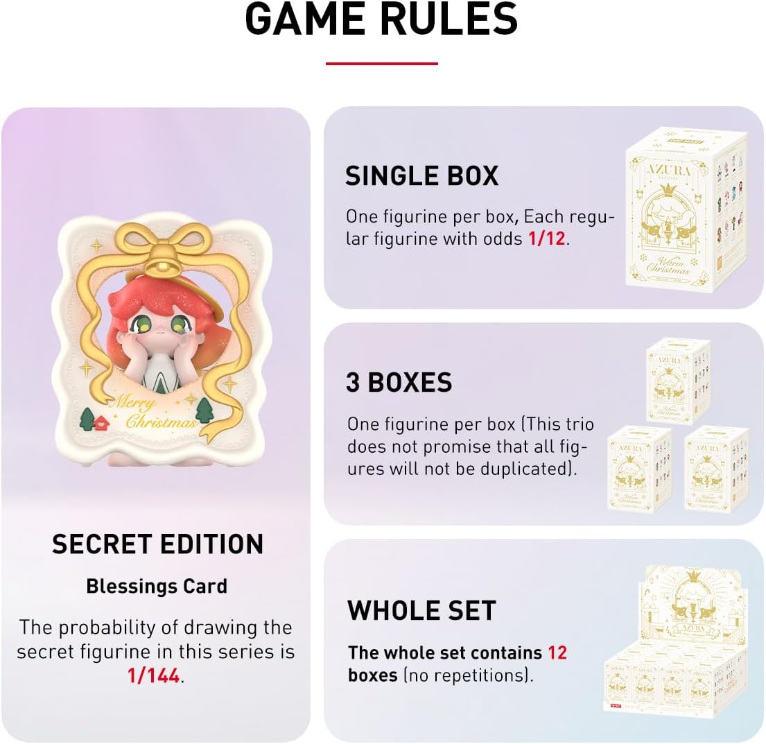POP MART AZURA Bonecos da série Warm Christmas, 1 caixa, bonecos de ação exclusivos, brinquedo de arte colecionável popular, bonecos fofos, presente criativo para festa de aniversário de Natal