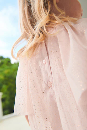 |Niña| Vestido de fiesta de tul - Rosa Pálido Brillo (3 meses a 10 años)