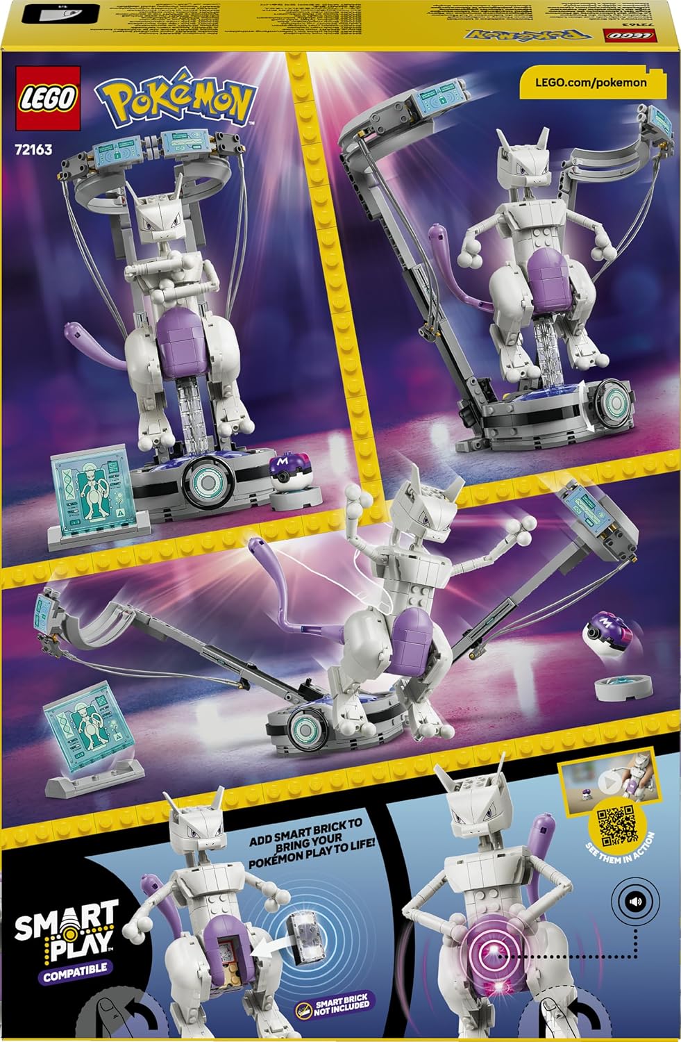 LEGO Pokémon SMART Play: Fuga do Laboratório do Mewtwo – Conjunto de brinquedo interativo compatível, inclui uma etiqueta SMART e uma figura de Pokémon feita de peças – Ideia de presente para meninos e meninas a partir de 10 anos – 72163