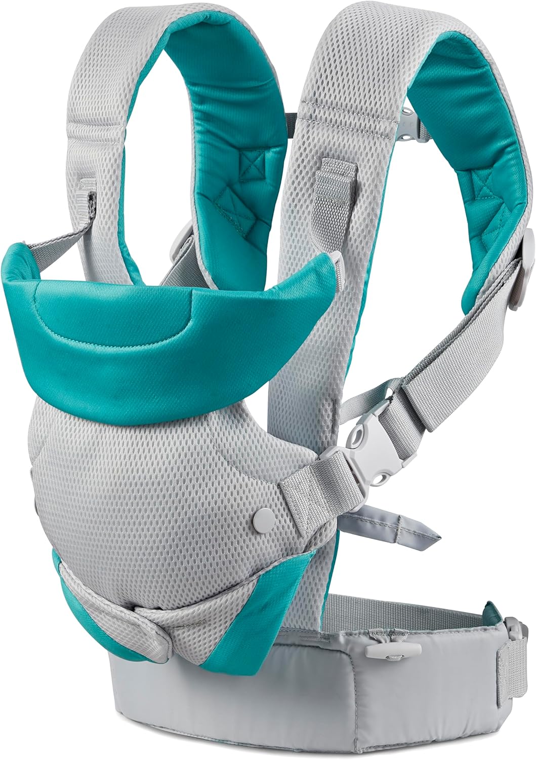 Infantino Canguru Flip 4 em 1 Leve e Arejado - Respirável, com Suporte Lombar, Cinto de Cintura Ajustável, Apoio de Cabeça, Assento Ergonômico e Alças Macias para Bebês de 3,6 a 14,5 kg