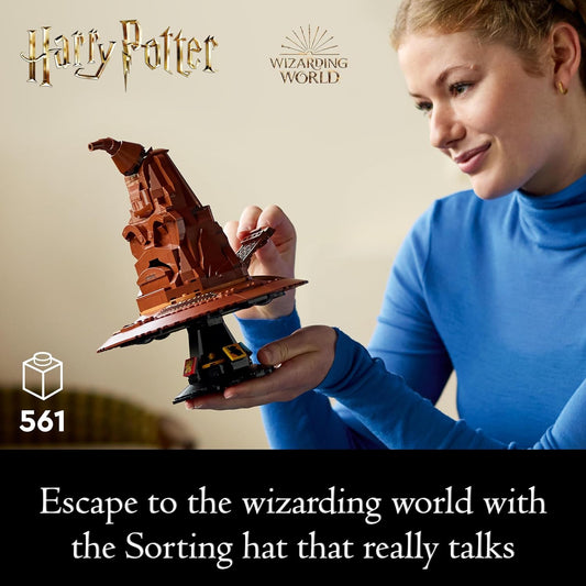 LEGO 76429 Conjunto de chapéu seletor falante Harry Potter, kits de modelos para adultos construir com 31 sons aleatórios e uma minifigura de personagem, presentes do mundo mágico para homens, mulheres, ele ou ela