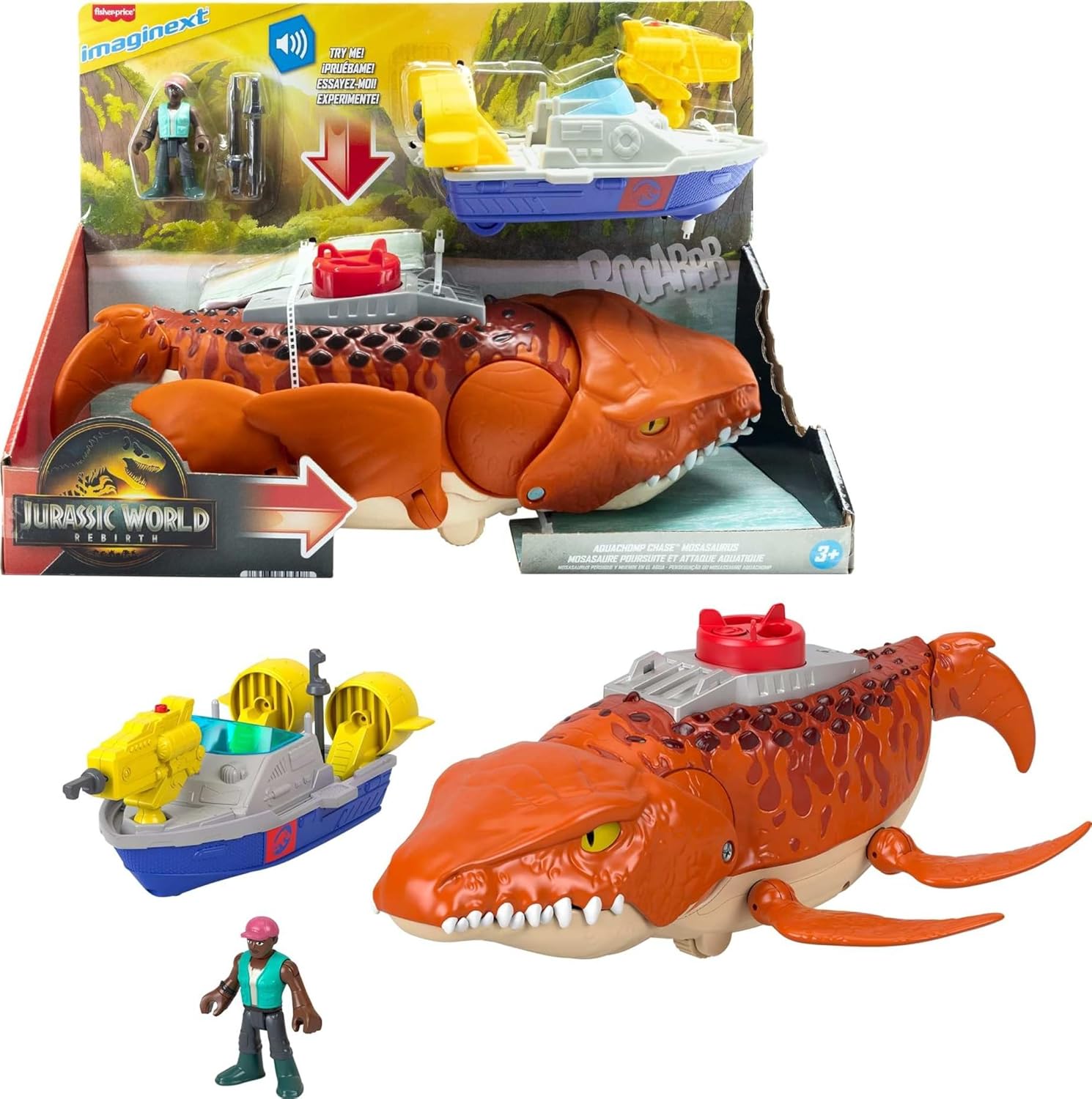 Fisher-Price Imaginext Jurassic World Rebirth Aquachomp Chase Mosasaur