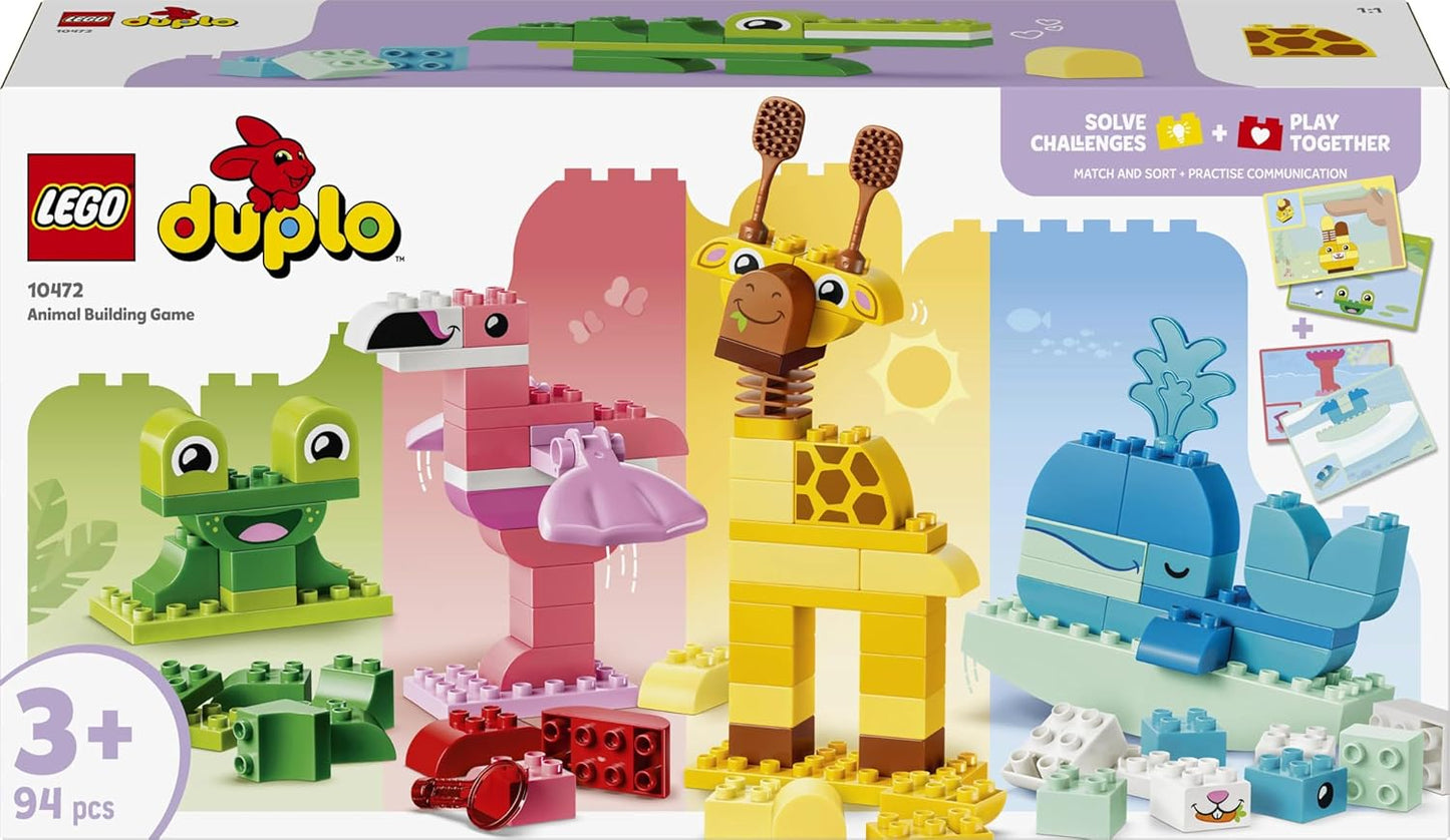 LEGO DUPLO Jogo de Construção de Animais - Brinquedo Educativo de Classificação de Formas e Cores para Crianças - Conjunto Montessori com Figuras e Cartões - Presente de Aniversário para Meninas e Meninos a partir de 3 Anos - 10472