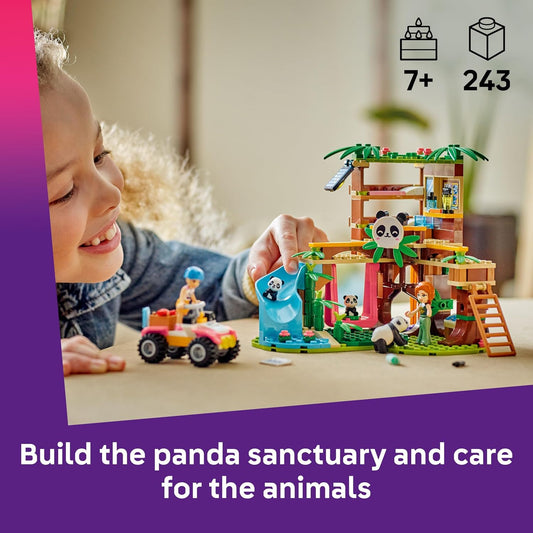 LEGO Friends Santuário dos Pandas - Brinquedo de Cuidados com Animais com Casa na Árvore, Quadriciclo, 2 Mini Bonecas e 3 Figuras de Panda - Conjunto de Construção Criativa para Meninas a partir de 7 Anos - 42648