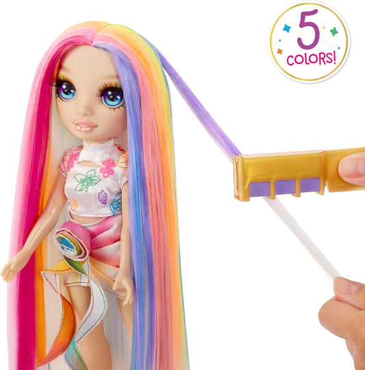 Rainbow High Boneca Hair Chalk & Style, giz de cabelo lavável, colorir, estilizar, brincar, enxaguar e repetir, para crianças de 4 a 12 anos ou mais
