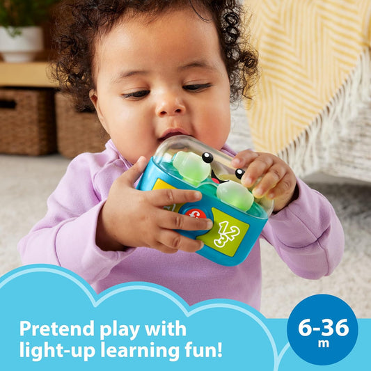 Fisher-Price Juguete Laugh & Learn para bebés y niños pequeños juega con auriculares con música y luces para edades de 6 meses en adelante, versión multilingüe,