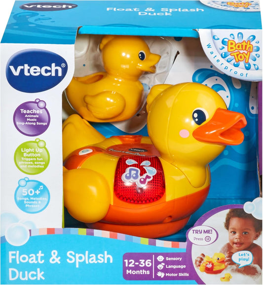 VTech Float & Splash Duck, brinquedo de banho para crianças de 1 ano, brinquedo sensorial para banheira com luzes e música, presente na hora do banho para bebês e crianças de 1, 2, 3 anos +, versão em inglês