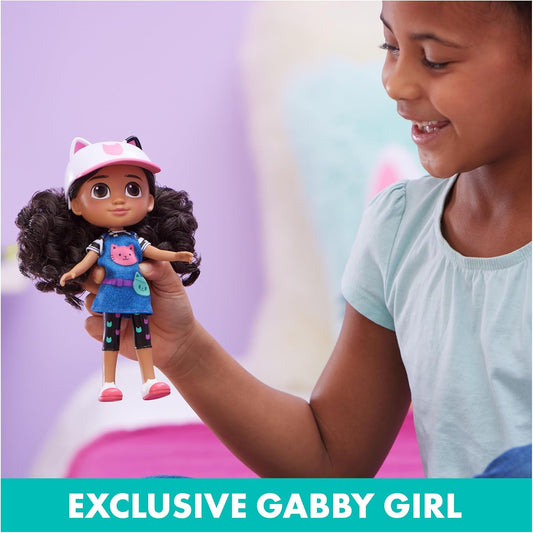 Gabby's Dollhouse, Boneca Gabby Girl Holiday de 20 cm com orelhas de gato e chapéu removíveis, adequada para crianças a partir de 3 anos.
