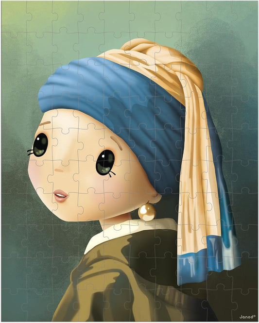 Janod - Quebra-cabeça 100 Peças Inspirado por Vermeer - Quebra-cabeça 100 Peças Infantil - Jogo Educativo - Desenvolve Paciência e Destreza - Certificado FSC - A partir de 6 anos, J02551
