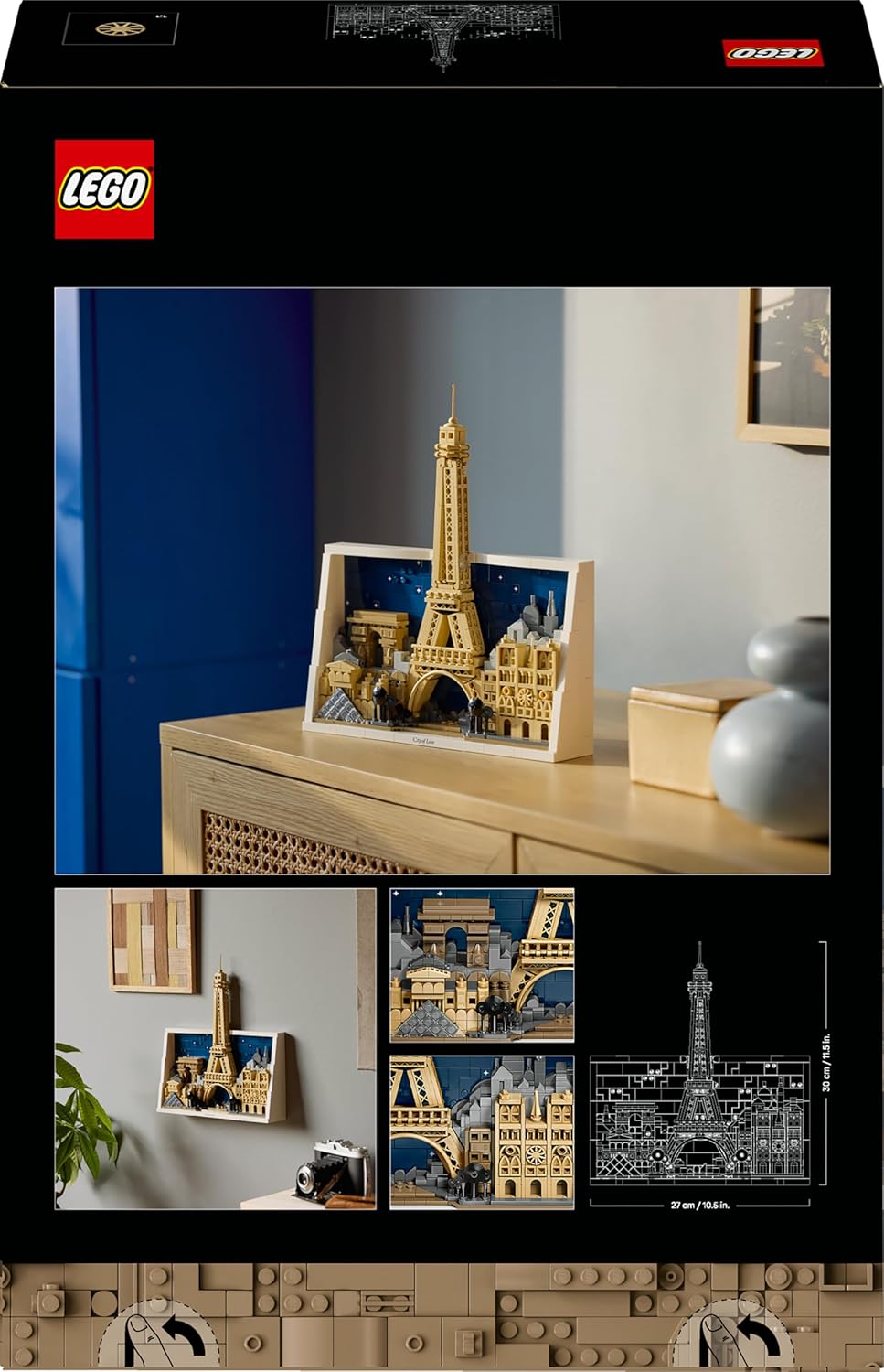 LEGO Architecture Paris – Cidade do Amor - Kit de Modelo em Miniatura para Adultos - Decoração de Parede 3D com Pontos Turísticos Icônicos de Paris, incluindo a Torre Eiffel - Ideia de Presente - 21064