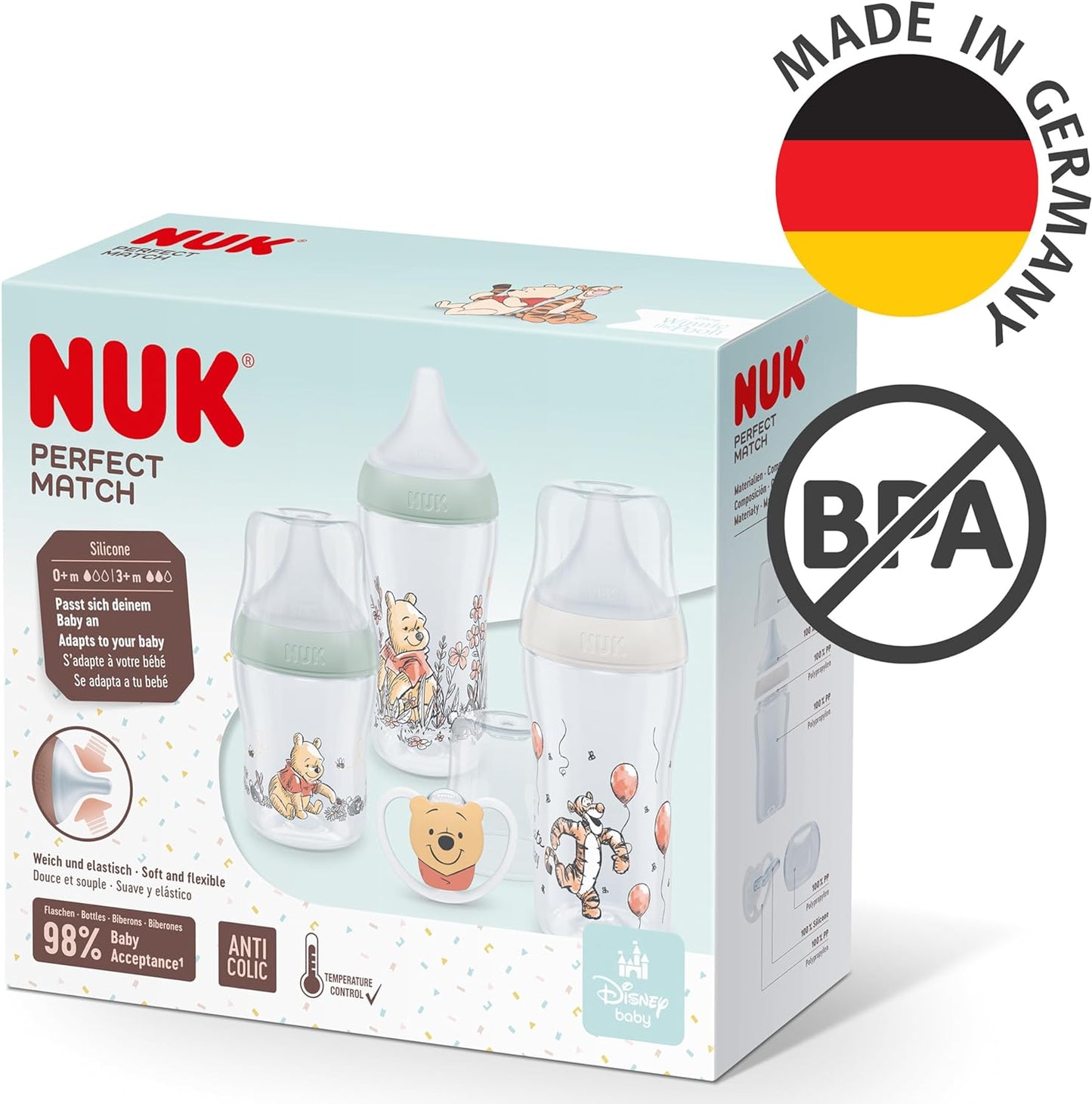 NUK Mamadeiras de Combinação Perfeita Ursinho Pooh - Kit com 4 itens