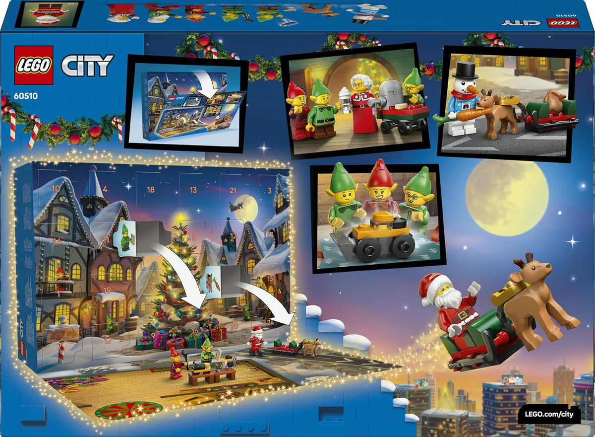 LEGO Calendário do Advento City 2026-60510 | Brinquedos para meninos a partir de 5 anos, 24 surpresas, carros e caminhões, tapete de brincar, 7 minifiguras, ideia de presente de Natal, 252 peças