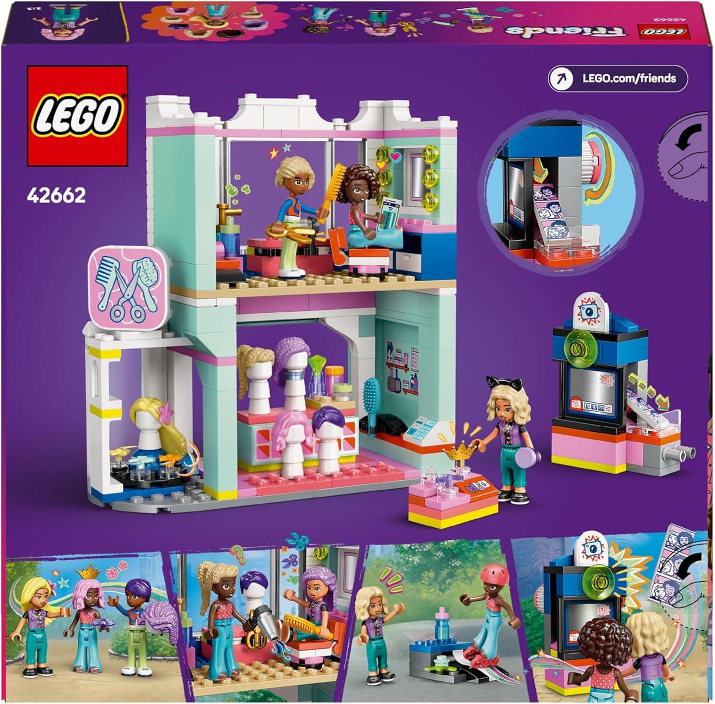 LEGO Friends Hair Salon and Accessories Shop Toy, Hairdresser Role-Play Set for 7 Plus Year Old Girls, with 3 Mini Doll Characters for Pretend Play, Birthday Gift